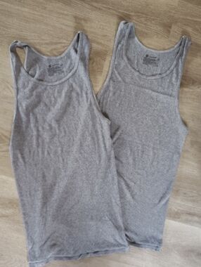 3 For $10💥2 Gray Ribbed Tank Tops Men's Brand  Unisex Sz XL